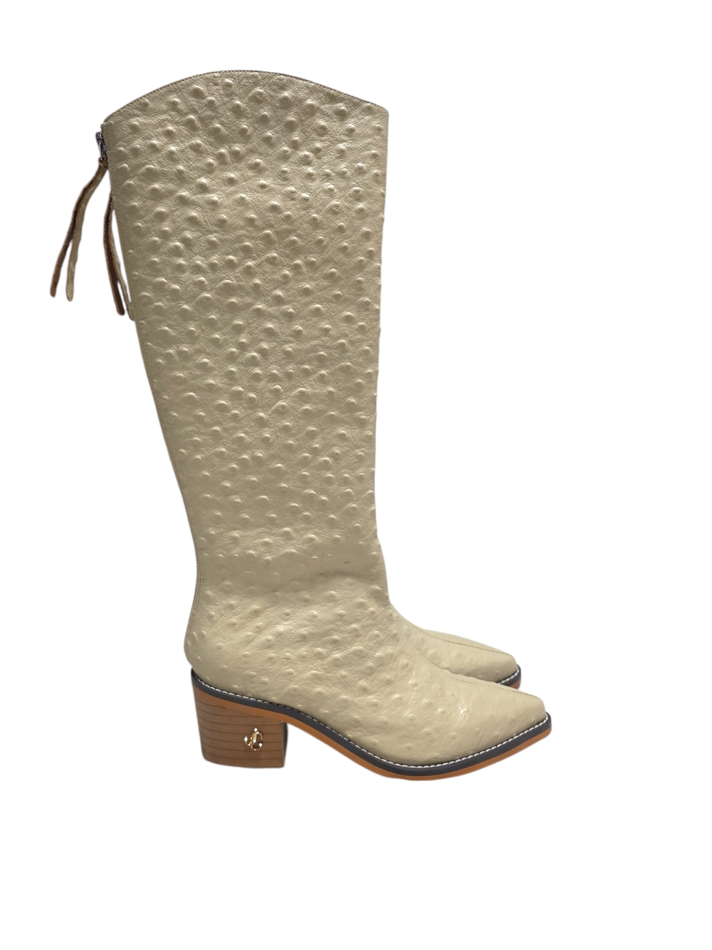 Jimmy Choo Cream Textured  Leather Boots